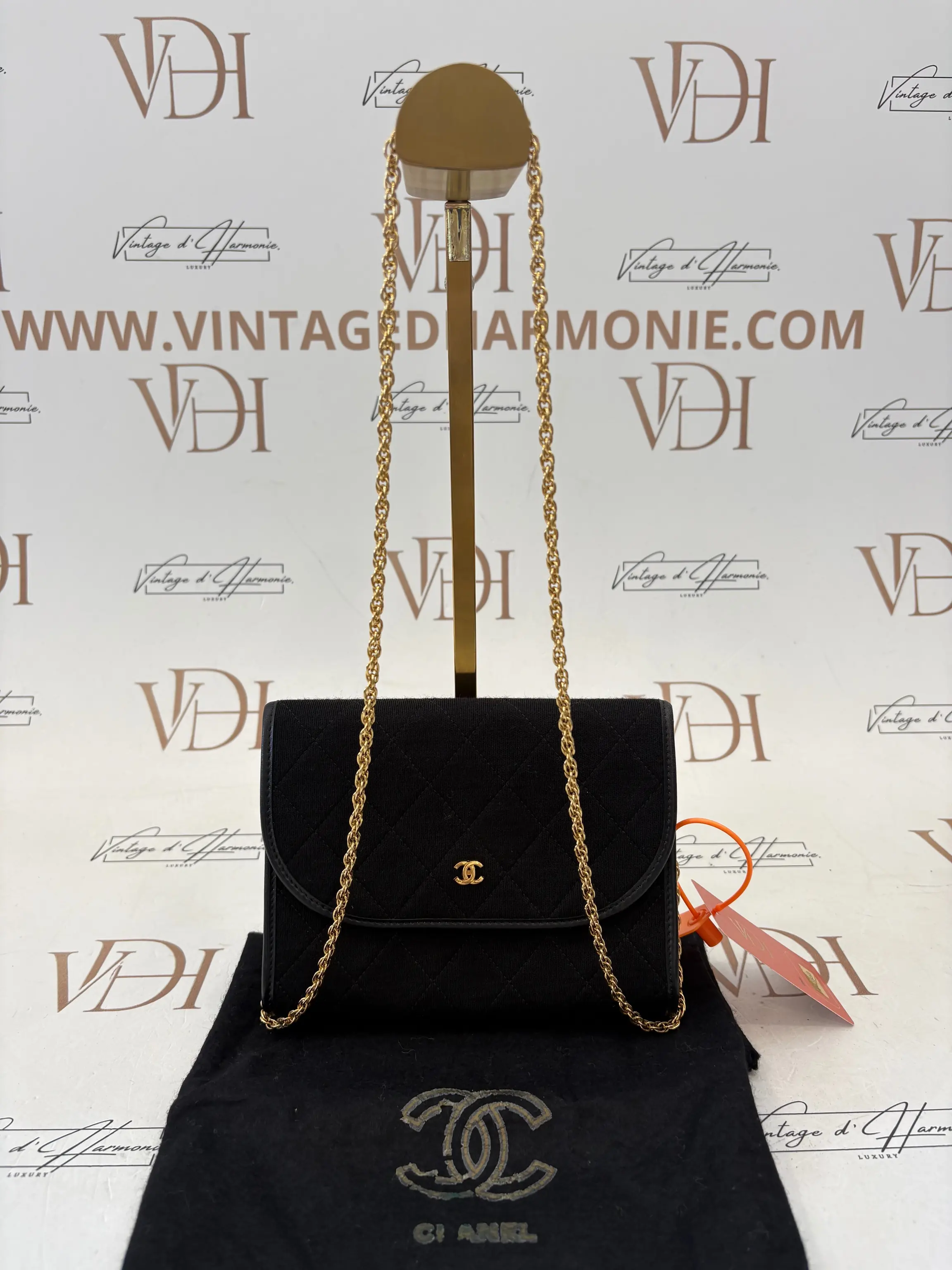 Chanel Black Cotton Double Chain